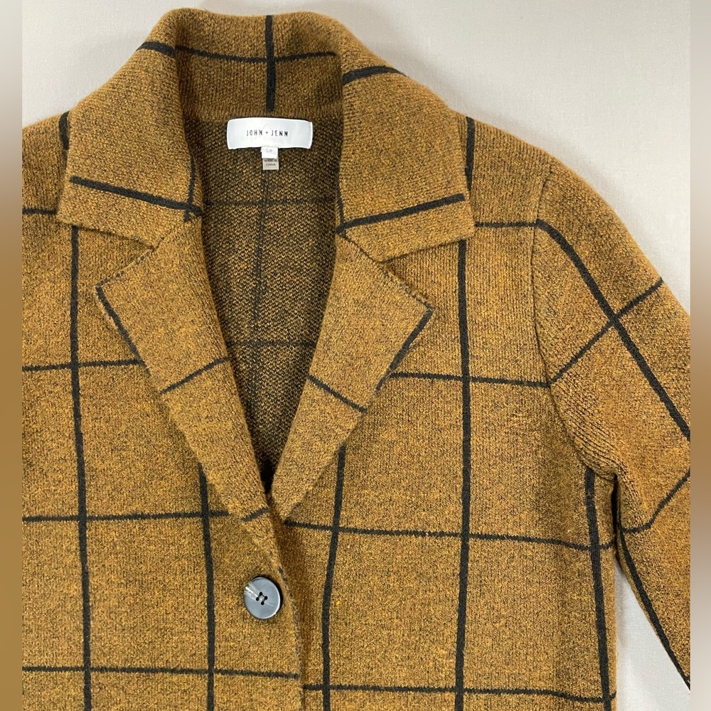 John + Jenn Long Button-Front Sweater Jacket/Coat, Windowpane - Womens Small - Picture 3 of 16